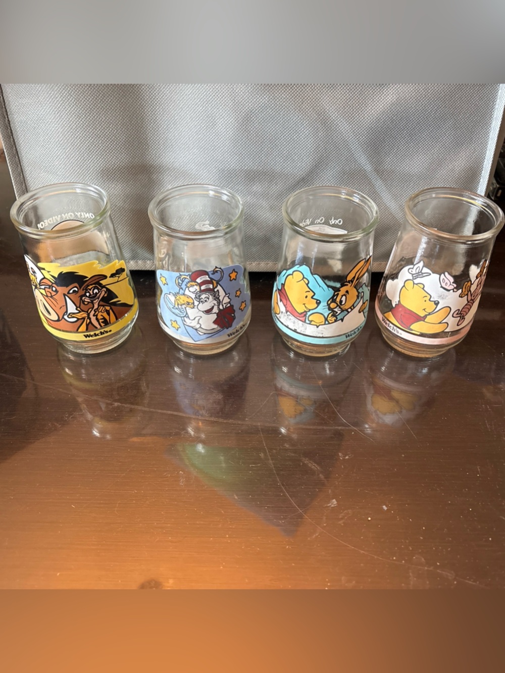 Vintage Welch’s Glass Set of 4- Lion King, Dr Seuss, Pooh